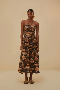 BROWN SHUHU MAXI DRESS SLEEVELESS