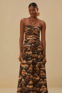  BROWN SHUHU MAXI DRESS SLEEVELESS