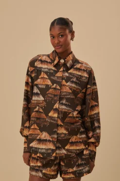 BROWN SHUHU SHIRT LONG SLEEVES