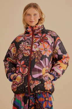  COLORFUL STRIPES KNIT REVERSIBLE PUFFER JACKET