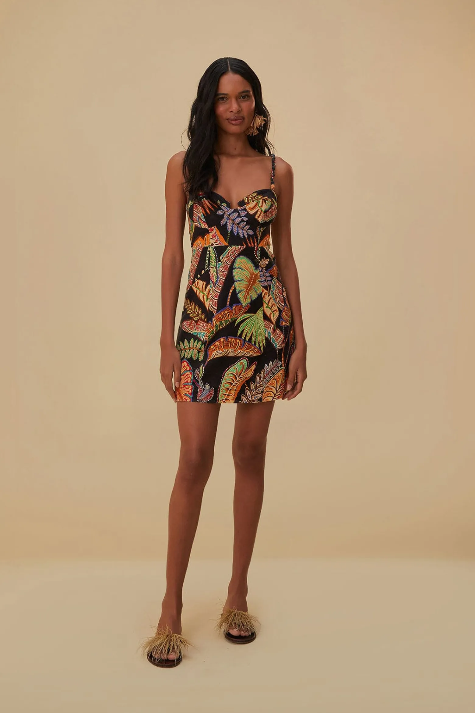 COOL FOLIAGE BLACK MINI DRESS