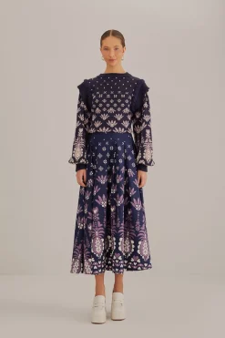 DARK BLUE AINIKA MARTINA MIDI SKIRT