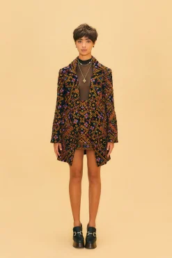 EMBROIDERED CORDUROY MINI SKIRT