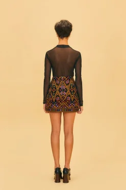 EMBROIDERED CORDUROY MINI SKIRT