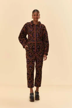 EMBROIDERED LONG SLEEVE JUMPSUIT