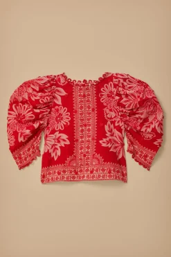  FLORA TAPESTRY RED BLOUSE