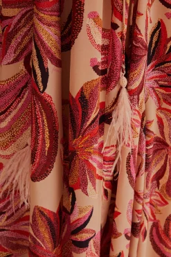 FLORAL TAPESTRY V NECK MAXI DRESS