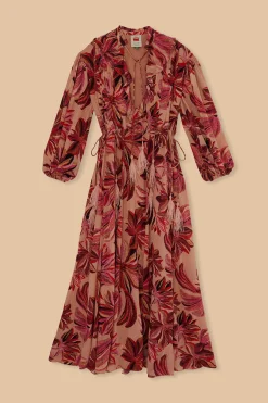FLORAL TAPESTRY V NECK MAXI DRESS