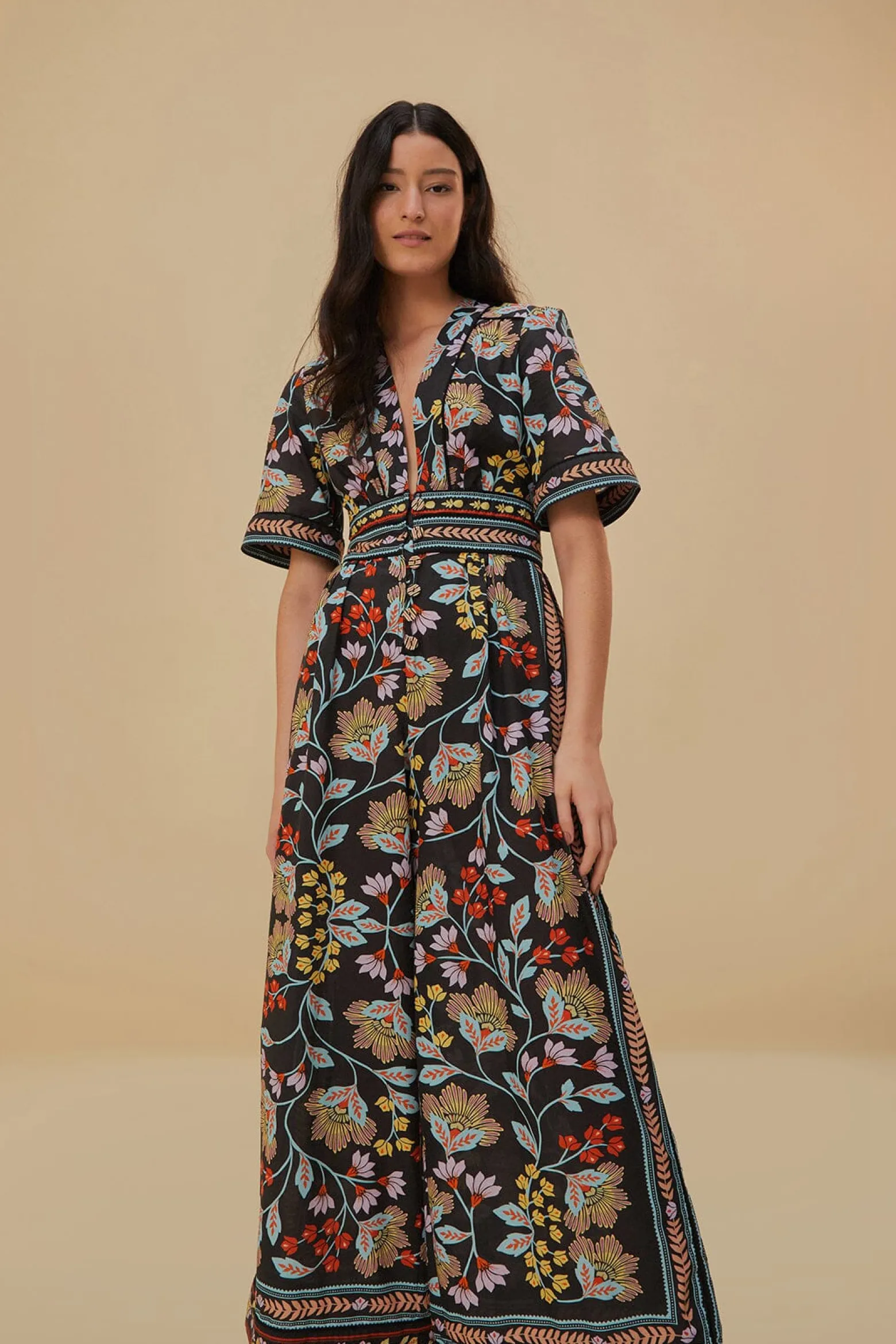 FLOWERY BLACK JUMPSUIT