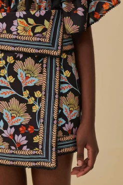 FLOWERY BLACK MINI SKIRT