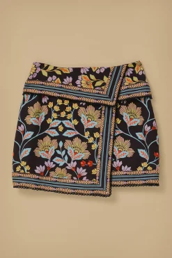 FLOWERY BLACK MINI SKIRT