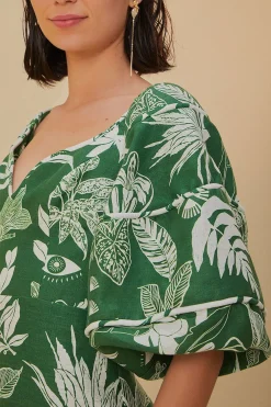 FOREST SOUL GREEN SHORT SLEEVE MINI DRESS
