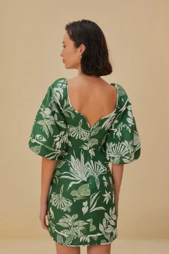 FOREST SOUL GREEN SHORT SLEEVE MINI DRESS