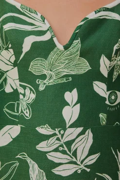 FOREST SOUL GREEN SHORT SLEEVE MINI DRESS