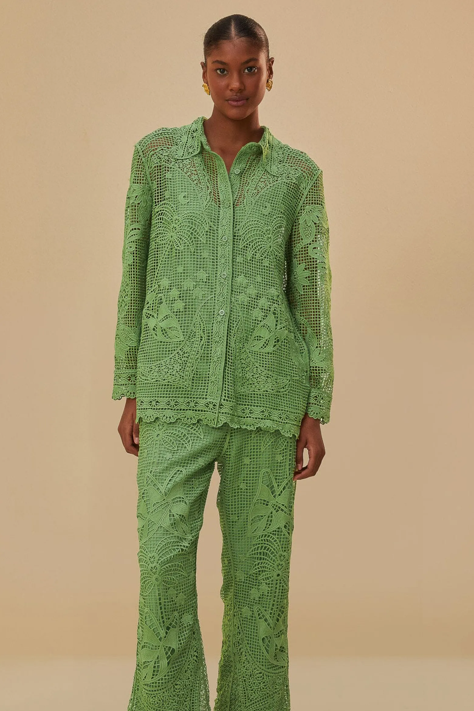 GREEN GUIPIRE PANTS
