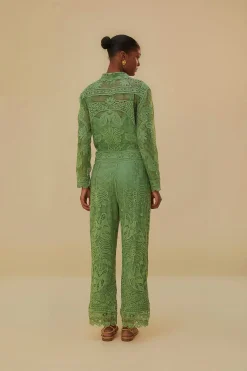 GREEN GUIPIRE PANTS