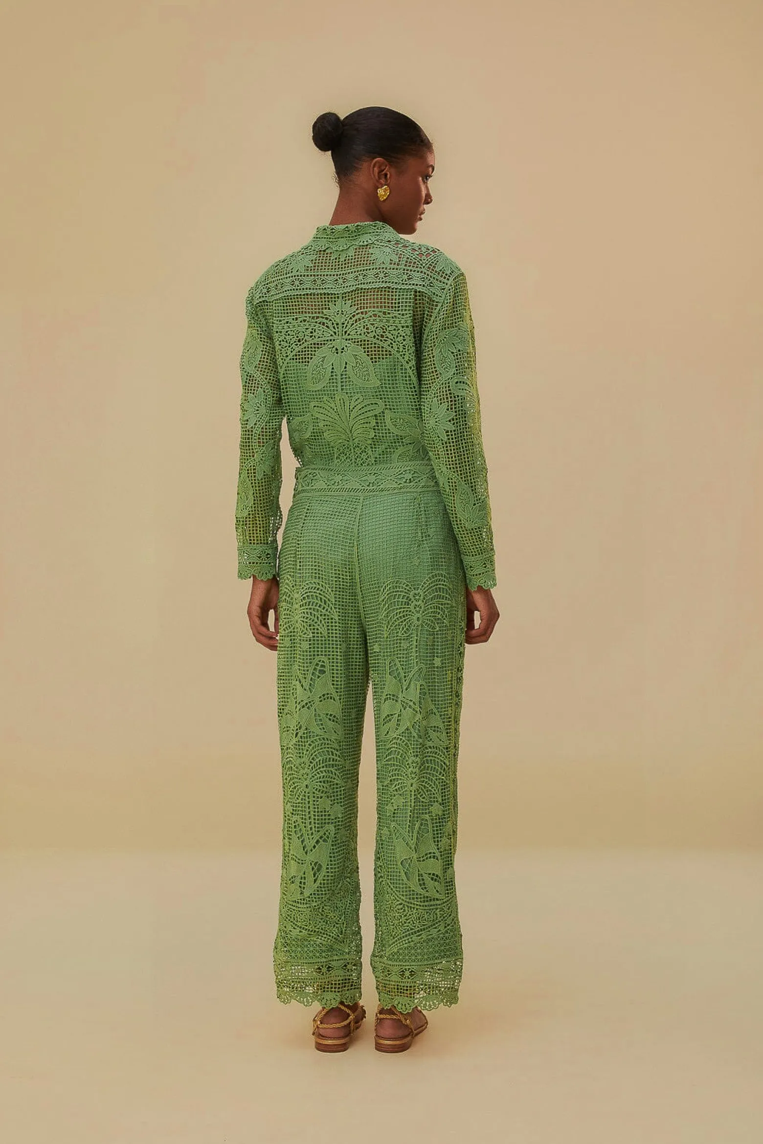 GREEN GUIPIRE PANTS