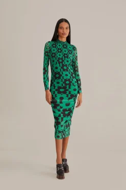  GREEN LOVEDAISY TULLE MIDI DRESS