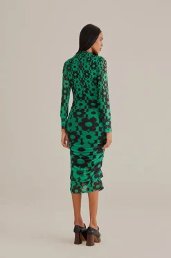  GREEN LOVEDAISY TULLE MIDI DRESS