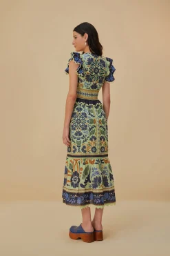  GREEN OCEAN TAPESTRY MAXI DRESS