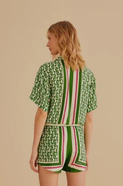  GREEN PINEAPPLE SCARF SHORTS
