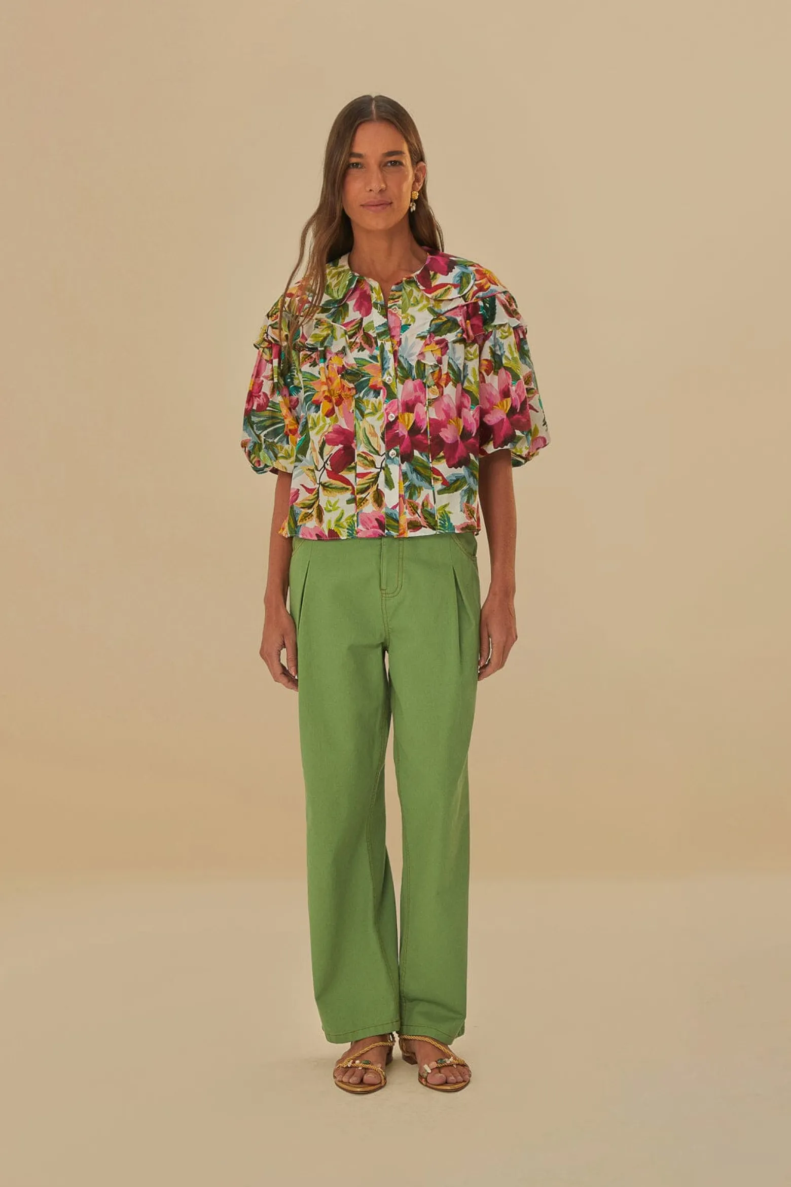GREEN PLEAT PANTS
