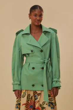 GREEN SHORT TRENCH COAT