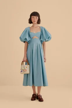  GREY BLUE CUT OUT MIDI DRESS