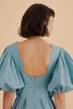  GREY BLUE CUT OUT MIDI DRESS