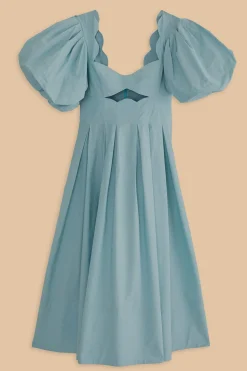  GREY BLUE CUT OUT MIDI DRESS