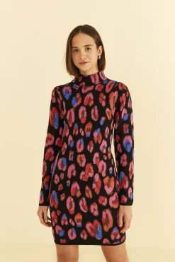  IRIDESCENT LEOPARDS KNIT MINI DRESS
