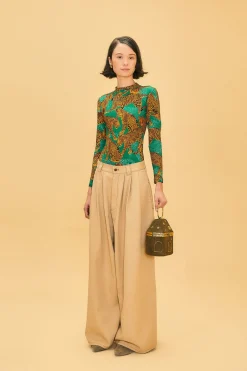  KHAKI LOW WAISTED PLEATED PANTS