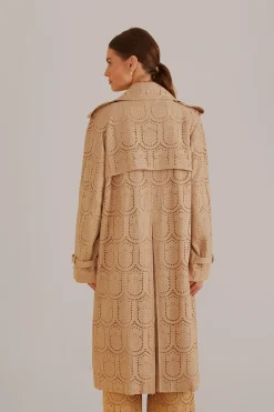  KHAKI PINEAPPLE COTTON EYELET TRENCH COAT
