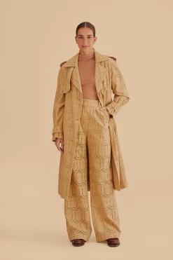 KHAKI PINEAPPLE EYELET PANTS