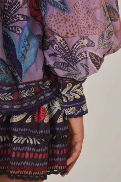 LAVENDER WILD NIGHT LONG SLEEVE BLOUSE