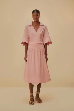  LIGHT PINK HEART DETAILED MIDI DRESS