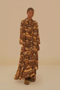 MALOCAS BEIGE LONG SLEEVE MIDI DRESS