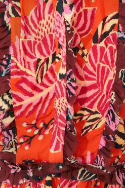  MIXED FLORAL RUFFLE MINI DRESS