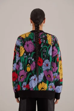 MIXED FLOWERS BANANAS KNIT CARDIGAN