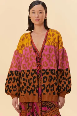  MIXED LEOPARDS KNIT CARDIGAN