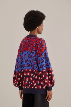  MIXED LEOPARDS KNIT CARDIGAN