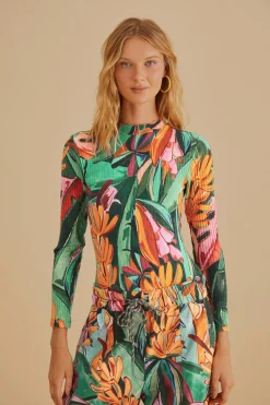  MULTICOLOR BANANA FOLIAGE ORGANIC COTTON BODYSUIT