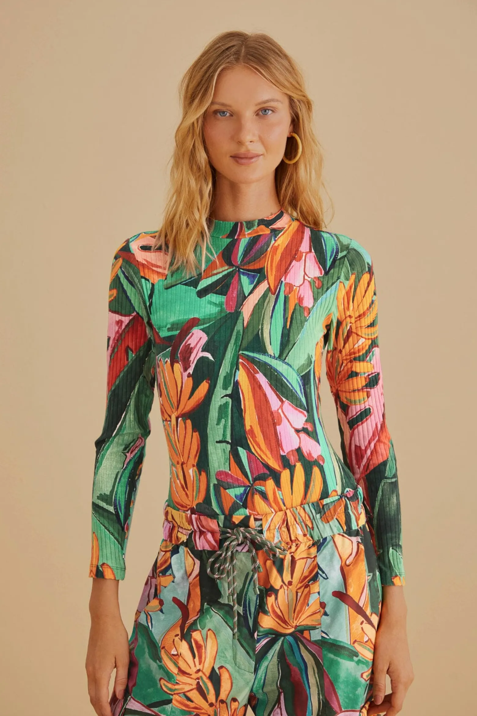 MULTICOLOR BANANA FOLIAGE ORGANIC COTTON BODYSUIT