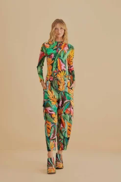 MULTICOLOR BANANA FOLIAGE PANTS