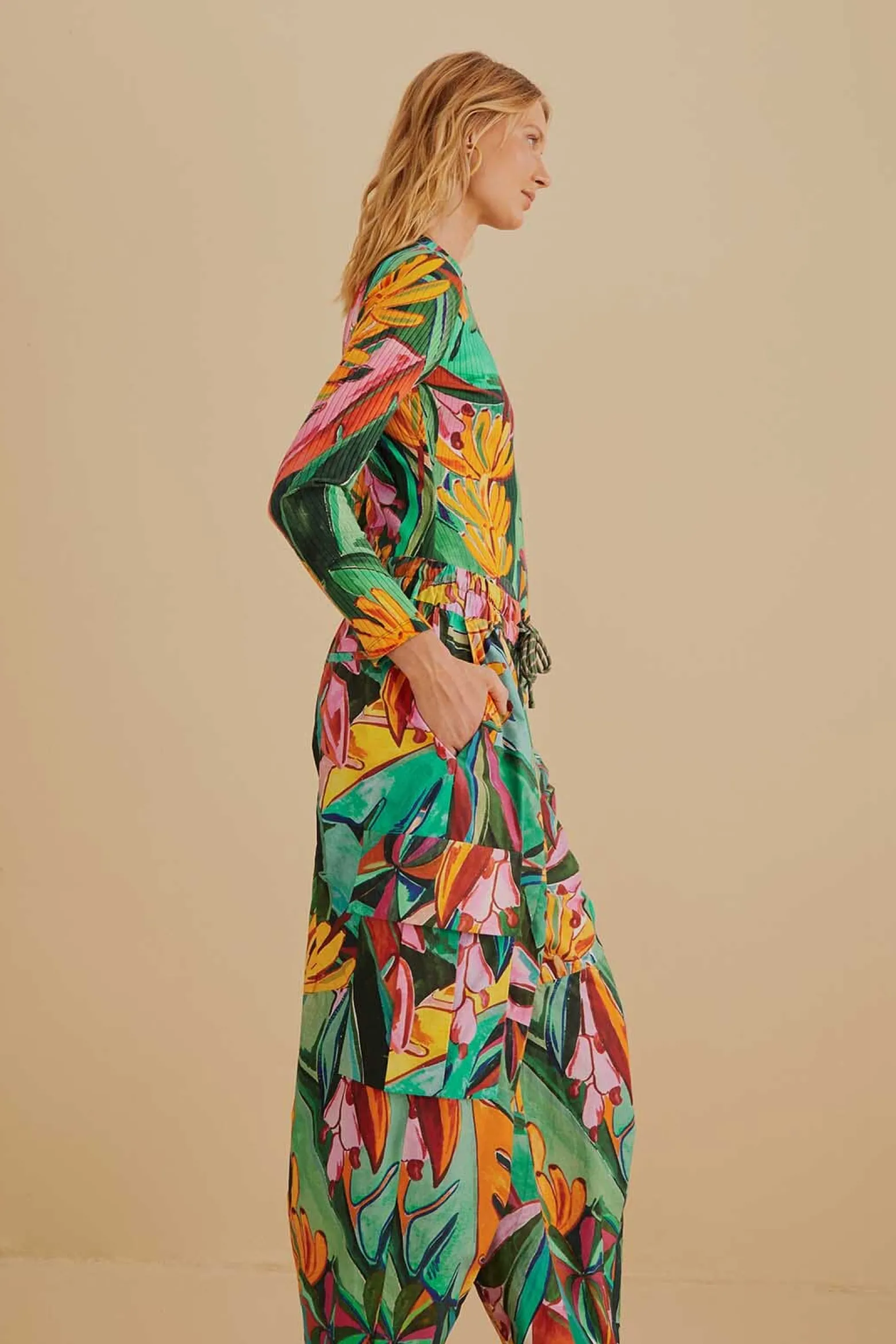 MULTICOLOR BANANA FOLIAGE PANTS
