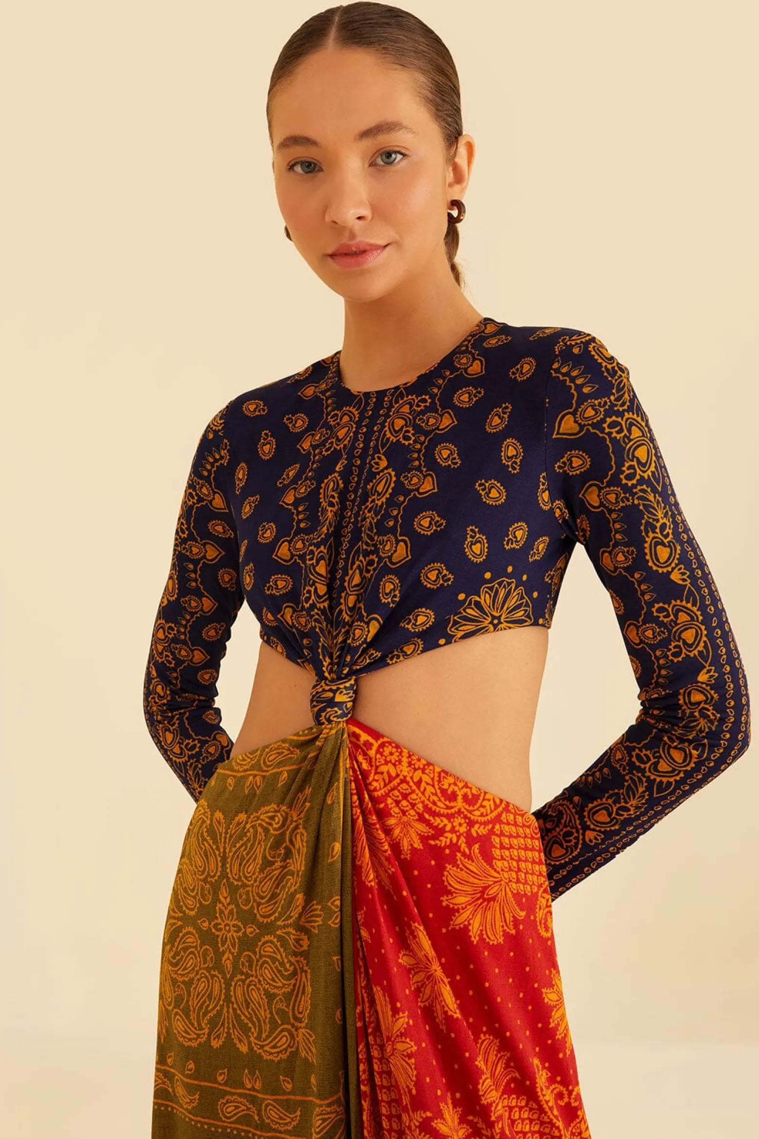  MULTICOLOR BANDANA DREAM CUT OUT MAXI DRESS