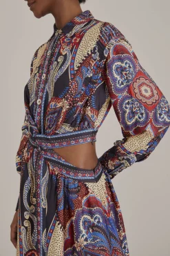 MULTICOLOR ENERGY SCARF CUT-OUT MAXI DRESS