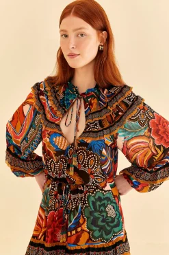 MULTICOLOR FALL MIX MAXI DRESS