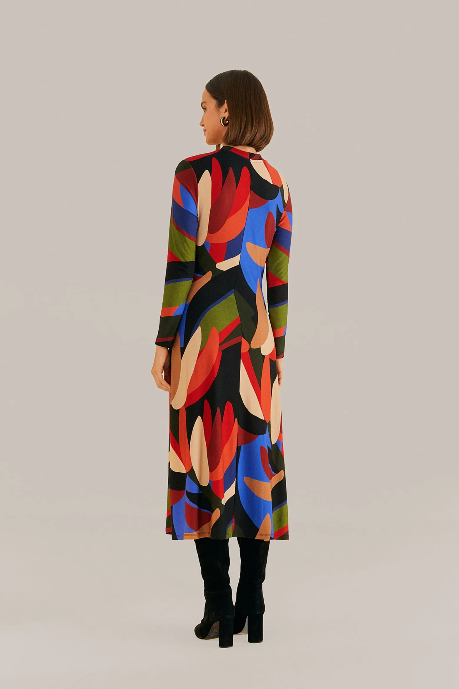  MULTICOLOR GRAPHIC BANANAS LENZING™ ECOVERO™ VISCOSE MIDI DRESS