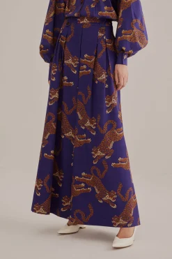 NAVY BLUE LEOPARDS TAILORED PANTS